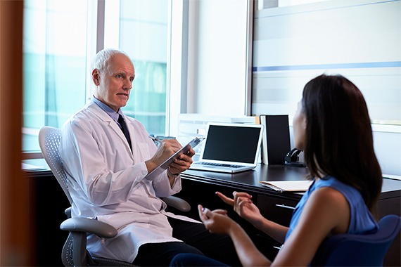 General Surgery 1 A general surgeon consulting with a patient at Levantine Medical Center in Al Ain