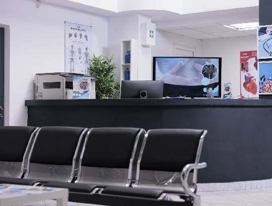 Home 2 Levantine Medical Center clinic reception area in Al Bateen