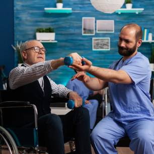 Home 14 Patient receiving physical therapy at the Rehabilitation Department of Levantine Medical Center, Abu Dhabi