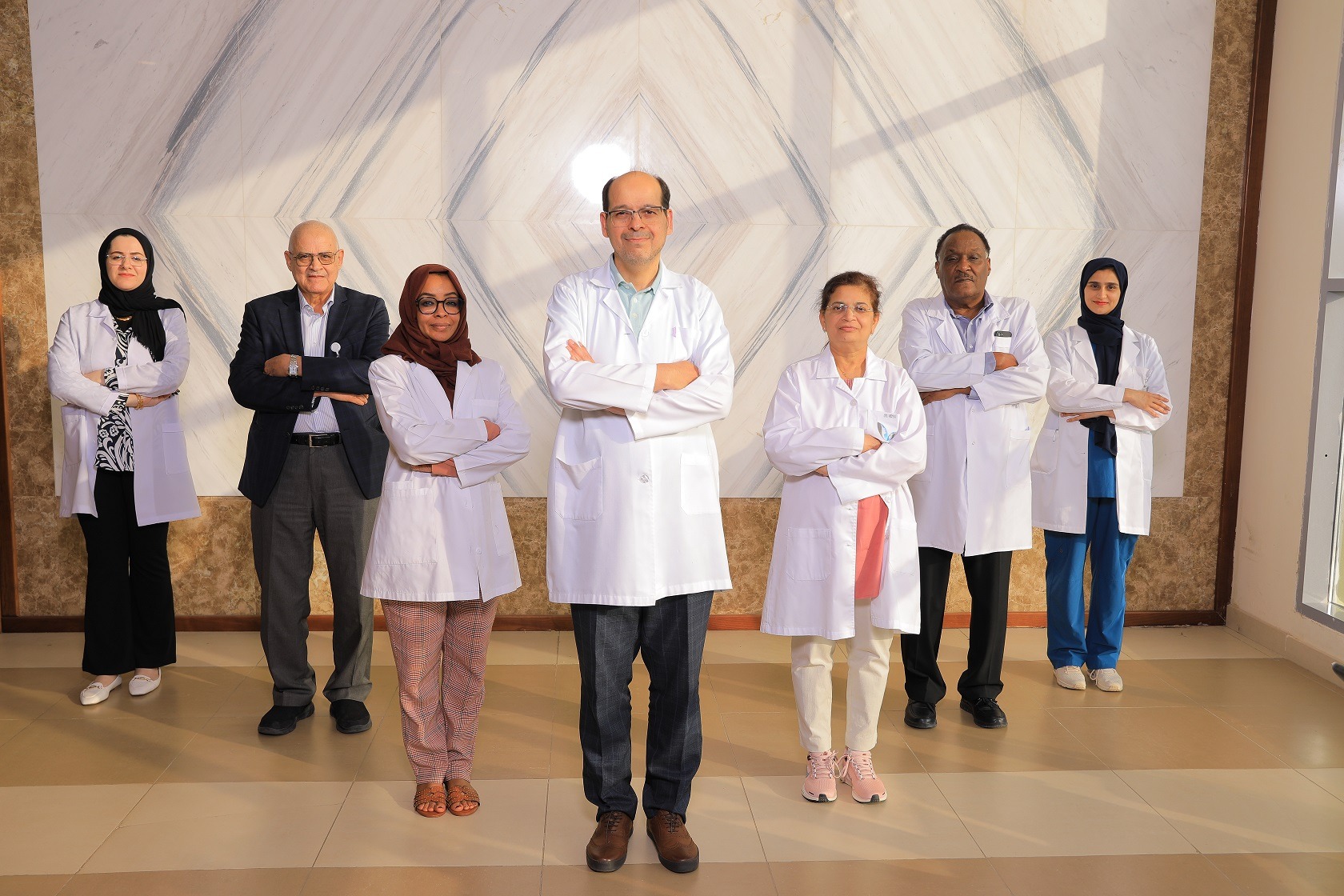 Home 28 Levantine Medical Center's expert team of doctors and specialists standing together to support patient care in Abu Dhabi