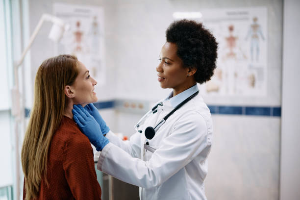 Endocrinology 1 Doctor examining patient for hormonal imbalance at Levantine Medical Center’s Endocrinology Department in Al Ain